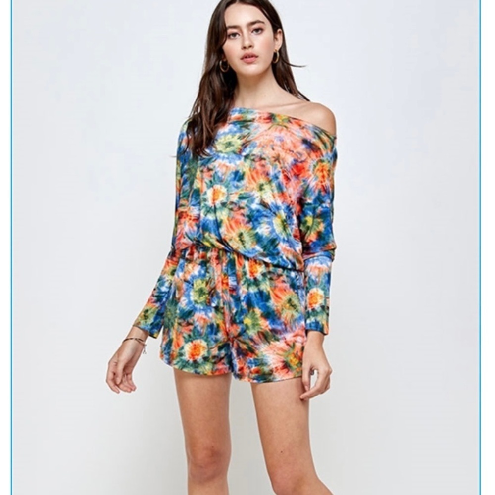 Watermelon Tie Dye‎ long sleeve Romper Plus size 3X